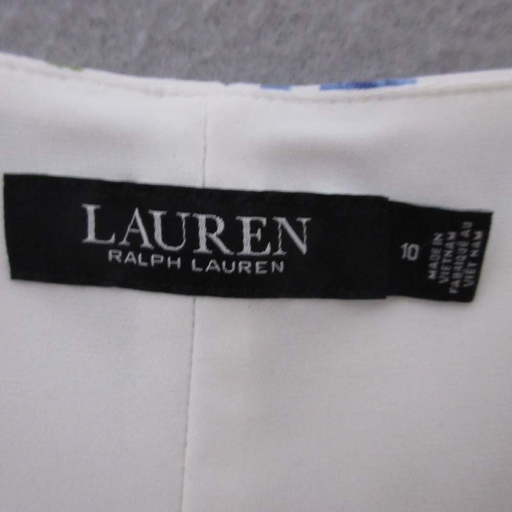 Lauren Ralph Lauren Dress 10 Floral Faux Wrap Ruche Surplice Classic Style - Picture 4 of 7